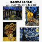 Van Gogh Eserleri 4'lü kazıma seti - tamamlanmış görünüm