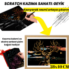 Geyik kazıma sanatı seti - siyah yüzeyden ortaya çıkan renkli detay