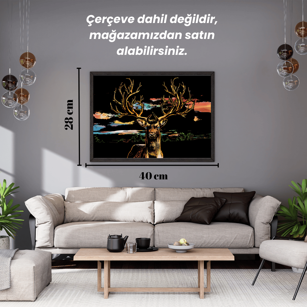 Scratch Kazıma Sanatı | Kazıyarak Çizim Seti | Geyik + Serbest Çizim Kağıdı  | Türk Temalı |28×40 cm – A3