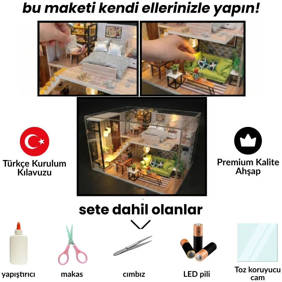 Modern Loft minyatür maket daire seti
