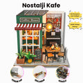 Nostajli Kafe| Kendin Yap Minyatür Kafe| Minyatür Maket Ev | Ahşap Hobi Seti | LED Işıklı 3D Puzzle