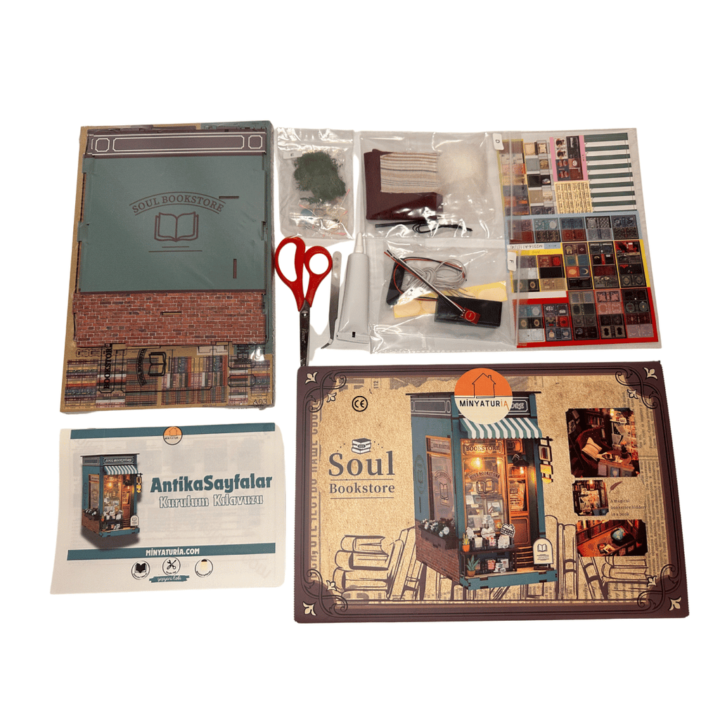 Antika Sayfalar | Minyatür Kitap Arası Maketi | Kendin Yap Booknook | Ahşap Hobi Seti | LED Işıklı 3D Puzzle