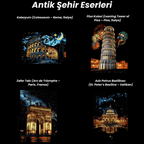 Antik Şehir Eserleri 4'lü kazıma seti - Zafer Takı tasarımı