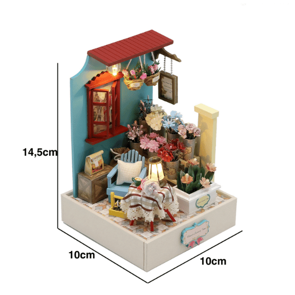 Çiçek Köşesi | Kendin Yap Minyatür Bahçe | Minyatür Maket Seti | Ahşap Hobi Seti | LED Işıklı 3D Puzzle