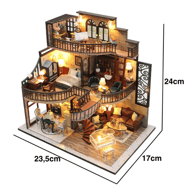 Hayal Konağı | Kendin Yap Minyatür Villa | Minyatür Maket Seti | Ahşap Hobi Seti | LED Işıklı 3D Puzzle
