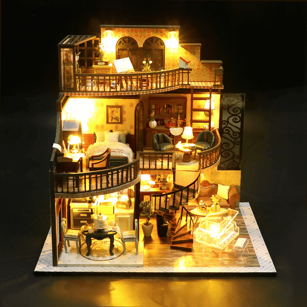 Hayal Konağı | Kendin Yap Minyatür Villa | Minyatür Maket Seti | Ahşap Hobi Seti | LED Işıklı 3D Puzzle