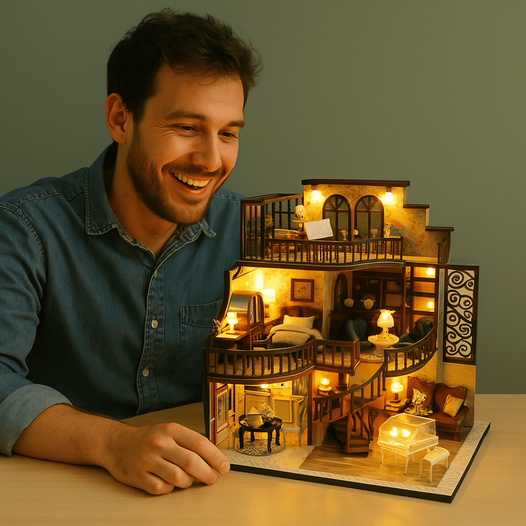 Hayal Konağı | Kendin Yap Minyatür Villa | Minyatür Maket Seti | Ahşap Hobi Seti | LED Işıklı 3D Puzzle