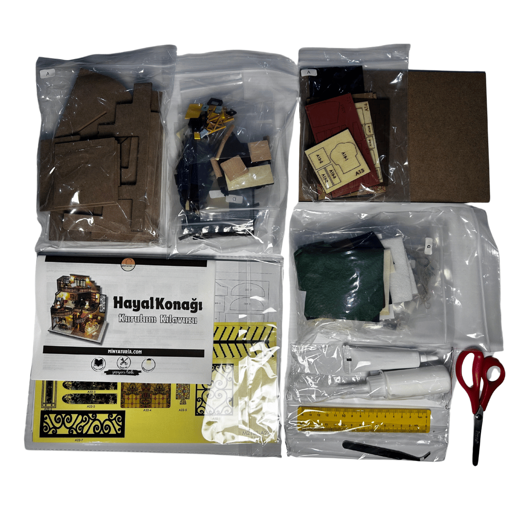 Hayal Konağı | Kendin Yap Minyatür Villa | Minyatür Maket Seti | Ahşap Hobi Seti | LED Işıklı 3D Puzzle