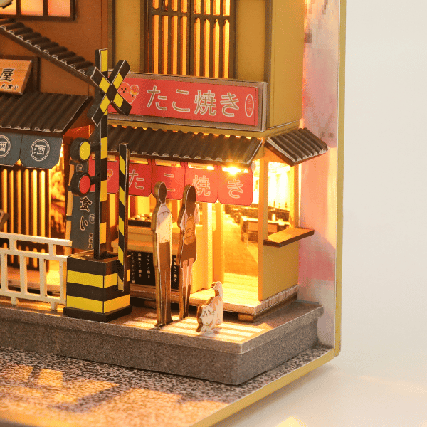 Huzur Caddesi | Minyatür Kitap Arası Maketi | Kendin Yap Booknook | Ahşap Hobi Seti | LED Işıklı 3D Puzzle