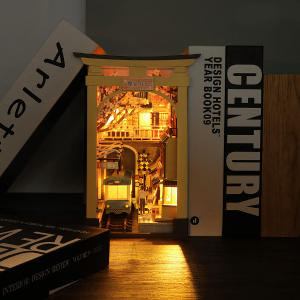 Huzur Caddesi | Minyatür Kitap Arası Maketi | Kendin Yap Booknook | Ahşap Hobi Seti | LED Işıklı 3D Puzzle