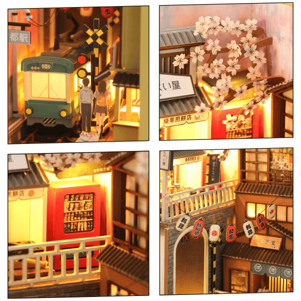 Huzur Caddesi | Minyatür Kitap Arası Maketi | Kendin Yap Booknook | Ahşap Hobi Seti | LED Işıklı 3D Puzzle