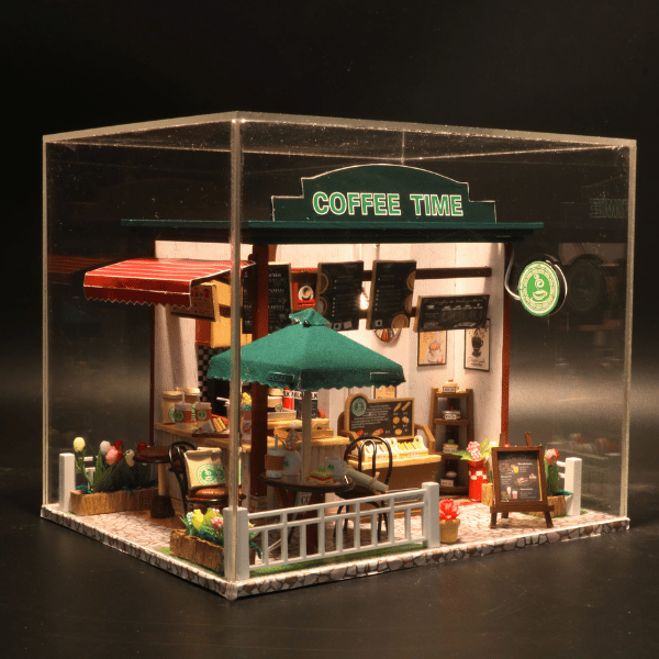 Kahve Zamanı | Kendin Yap Minyatür Kafe | Minyatür Maket Ev | Ahşap Hobi Seti | LED Işıklı 3D Puzzle