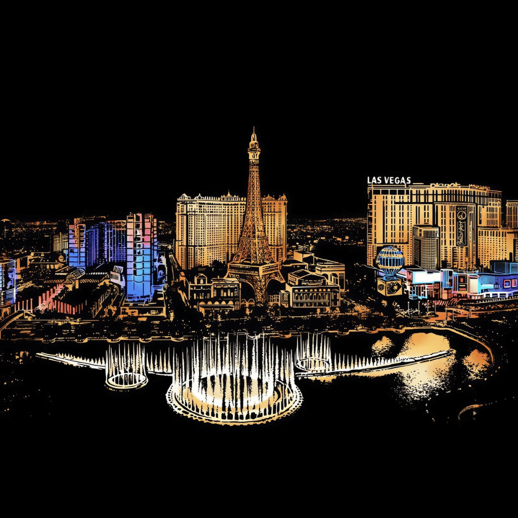 Scratch Kazıma Sanatı | Kazıyarak Çizim Seti | Las Vegas  + Serbest Çizim Kağıdı | 28×40 cm – A3