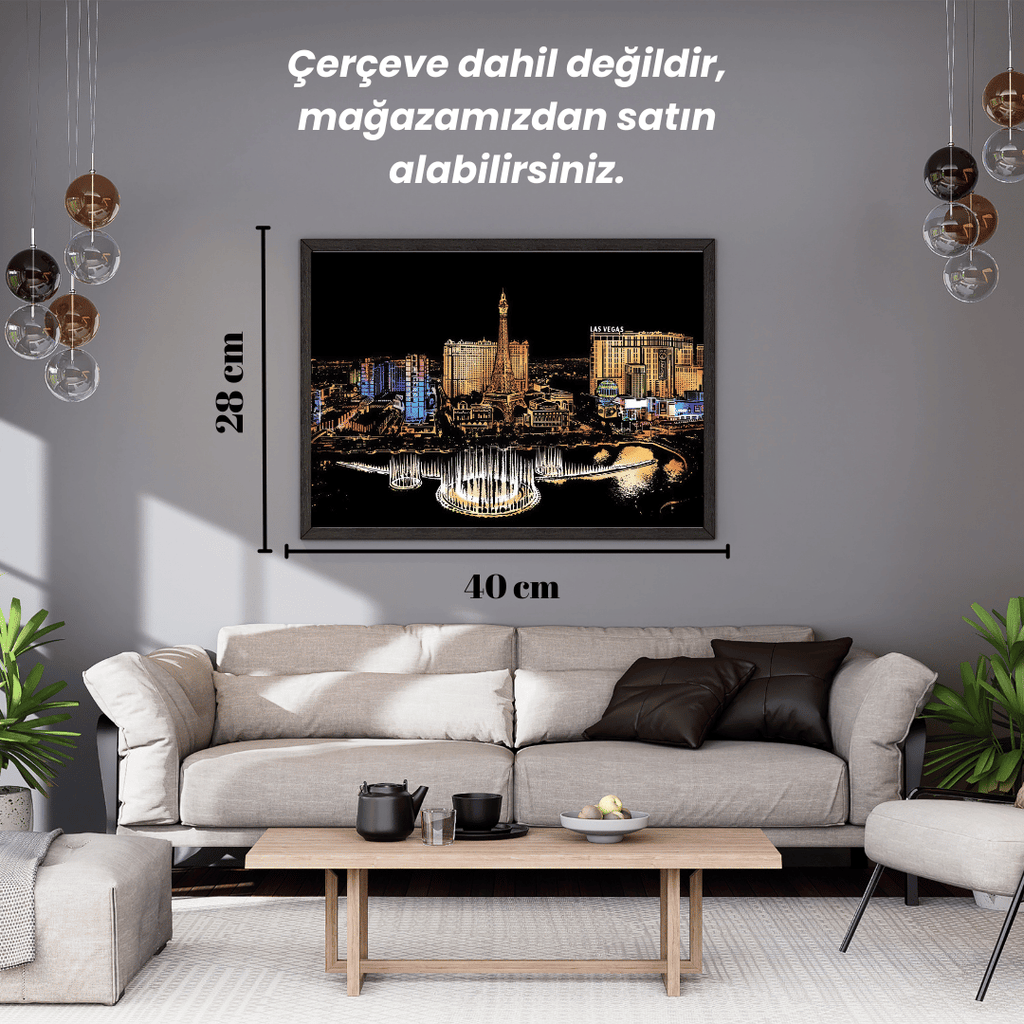 Scratch Kazıma Sanatı | Kazıyarak Çizim Seti | Las Vegas  + Serbest Çizim Kağıdı | 28×40 cm – A3