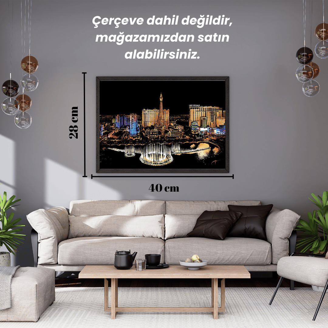 Scratch Kazıma Sanatı | Kazıyarak Çizim Seti | Las Vegas  + Serbest Çizim Kağıdı | 28×40 cm – A3