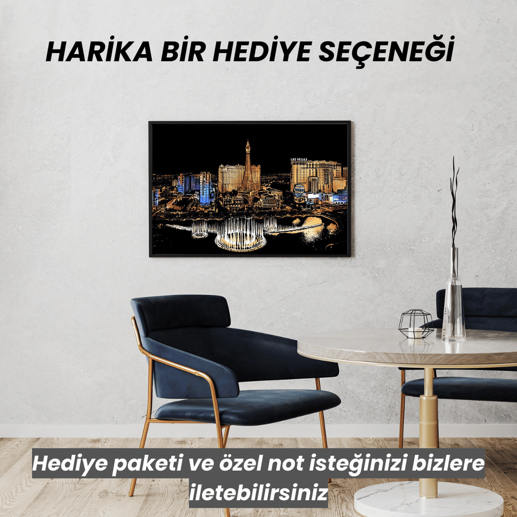 Scratch Kazıma Sanatı | Kazıyarak Çizim Seti | Las Vegas  + Serbest Çizim Kağıdı | 28×40 cm – A3
