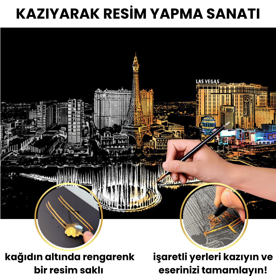 Kazıma Setleri - Kazıma Kalemi ve Serbest Çizim Kağıdı Hediyeli