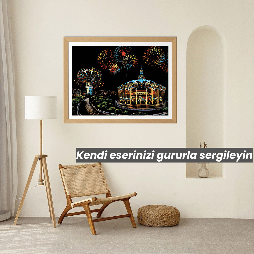 Scratch Kazıma Sanatı | Kazıyarak Çizim Seti | Lunapark  + Serbest Çizim Kağıdı  | 28×40 cm – A3