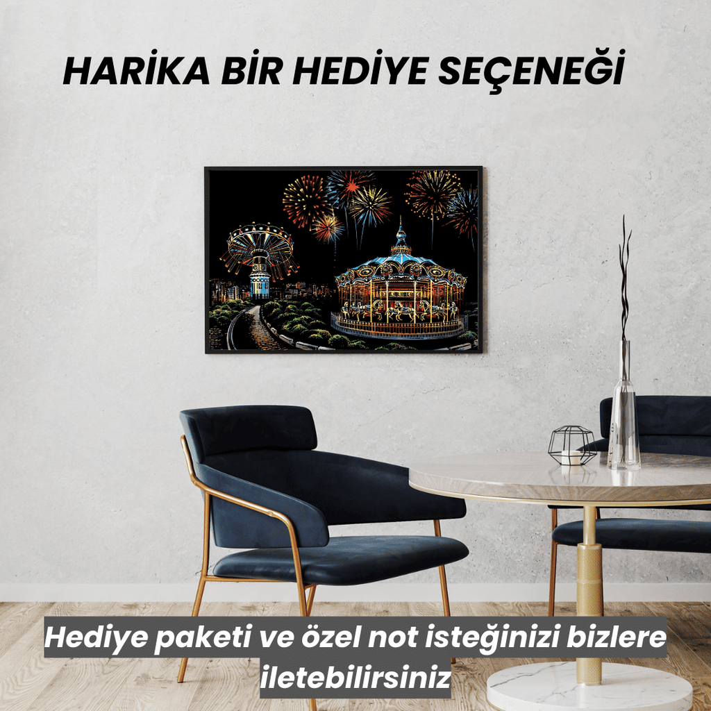 Scratch Kazıma Sanatı | Kazıyarak Çizim Seti | Lunapark  + Serbest Çizim Kağıdı  | 28×40 cm – A3