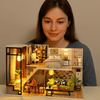 Modern Loft minyatür maket - LED ışıkları açık görünüm