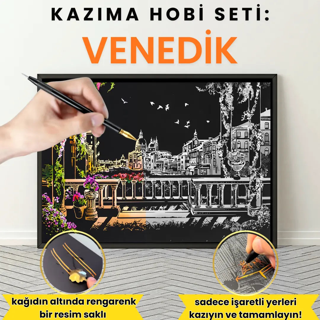 Kazıma Setleri - Kazıma Kalemi ve Serbest Çizim Kağıdı Hediyeli