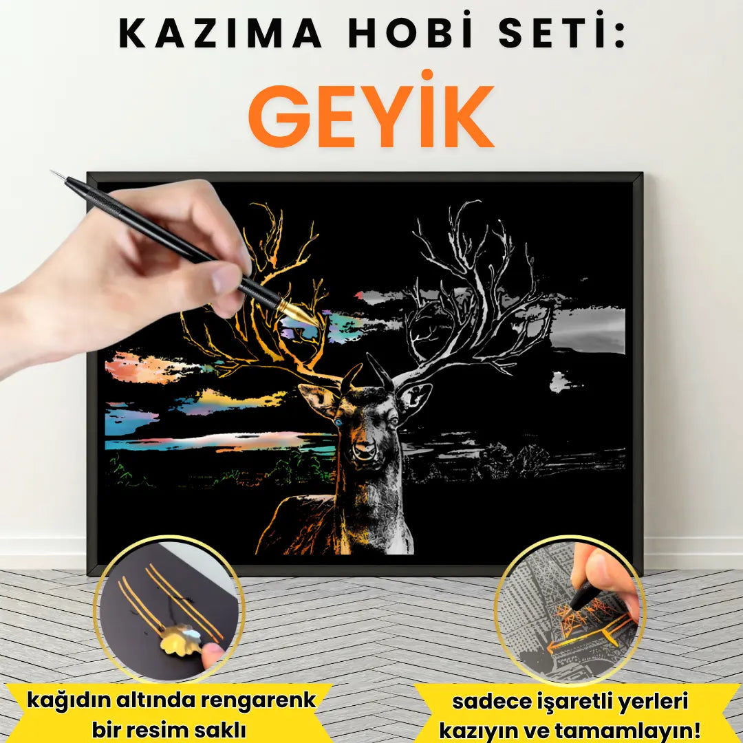 Kazıma Setleri - Kazıma Kalemi ve Serbest Çizim Kağıdı Hediyeli