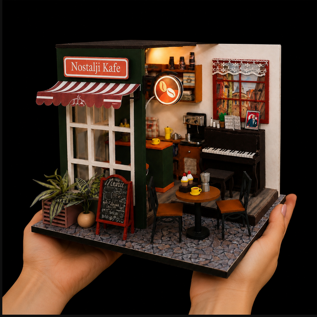 Nostalji Kafe minyatür maket - paket içeriği