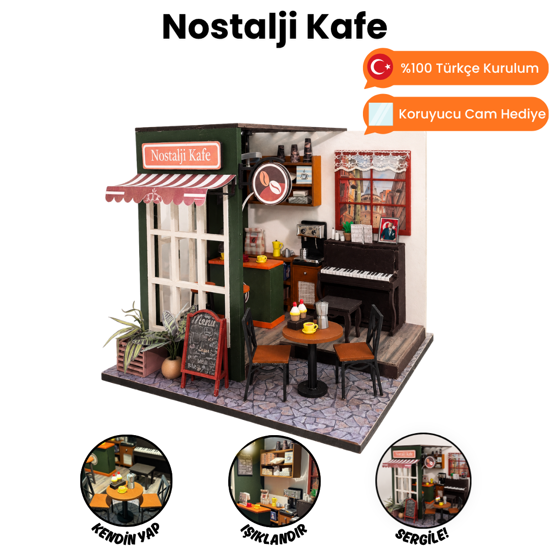 Nostalji Kafe minyatür maket - tamamlanmış görünüm