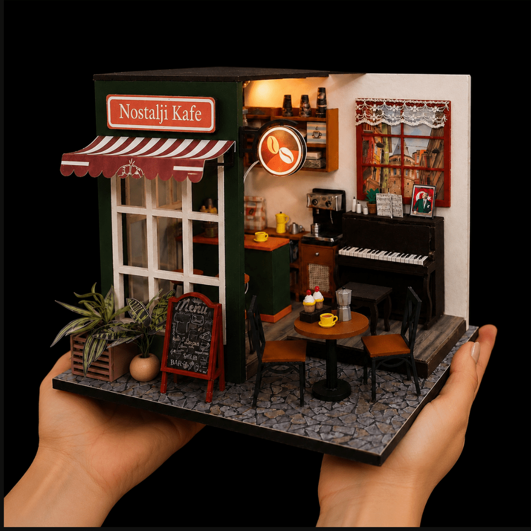 Nostalji Kafe minyatür maket kafe seti