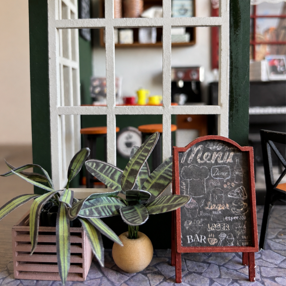 Nostalji Kafe minyatür maket - toz koruyucu kapak