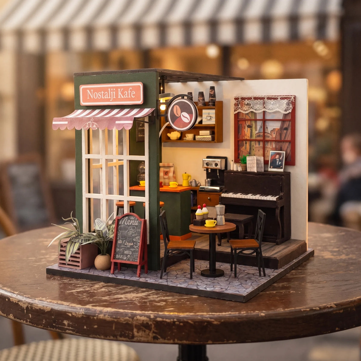 Nostalji Kafe minyatür maket kafe seti