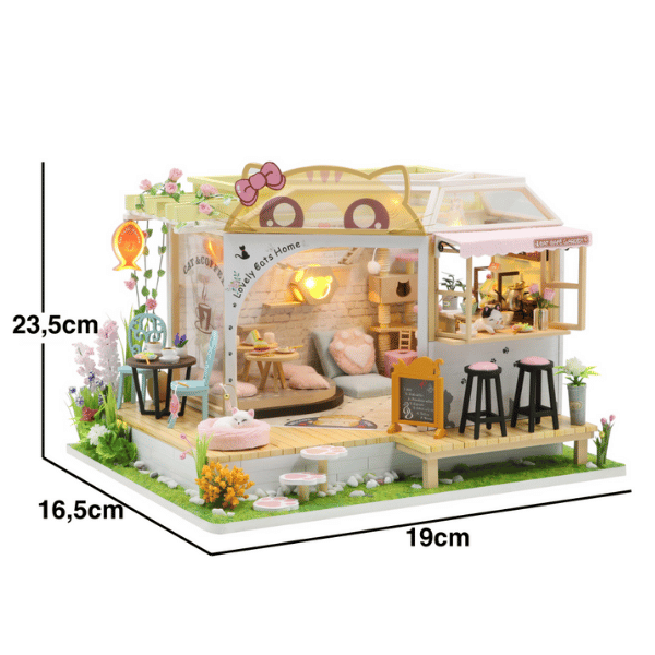 Patikafe | Kendin Yap Minyatür Kafe | Minyatür Maket Ev | Ahşap Hobi Seti | LED Işıklı 3D Puzzle