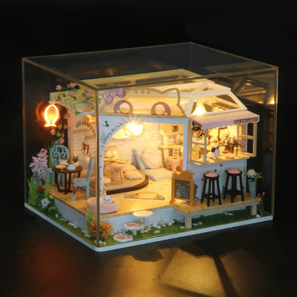 Patikafe | Kendin Yap Minyatür Kafe | Minyatür Maket Ev | Ahşap Hobi Seti | LED Işıklı 3D Puzzle
