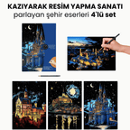 Parlayan Şehir Eserleri 4'lü kazıma seti - tamamlanmış görünüm