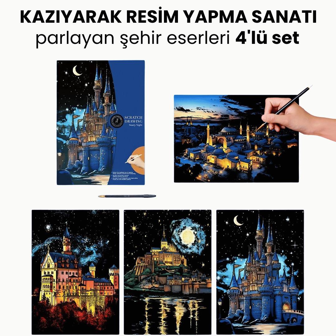 Parlayan Şehir Eserleri 4’lü Set renkli kazı sonucu