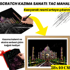 Tac Mahal kazıma sanatı seti - siyah yüzeyden ortaya çıkan renkli detay