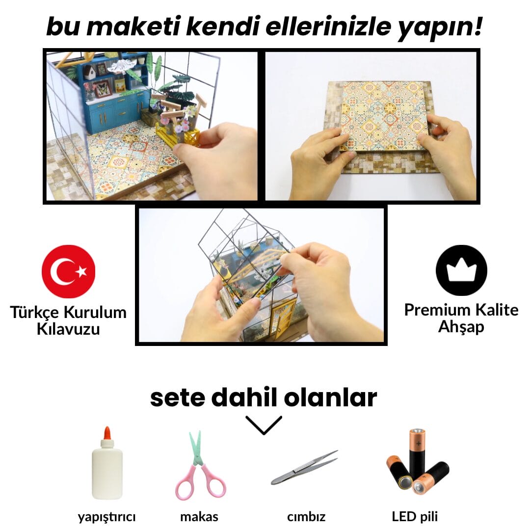 Botanik Sarayı | Kendin Yap Minyatür Maket | DIY Hobi Seti | Ahşap Maket | LED Işıklı 3D Puzzle