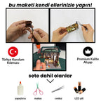 Kahve Zamanı minyatür maket - LED ışıkları açık görünüm