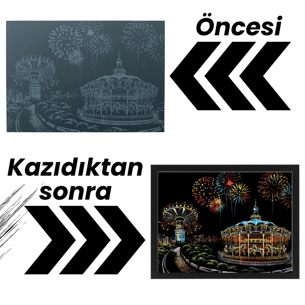 Kazıma Setleri - Kazıma Kalemi ve Serbest Çizim Kağıdı Hediyeli