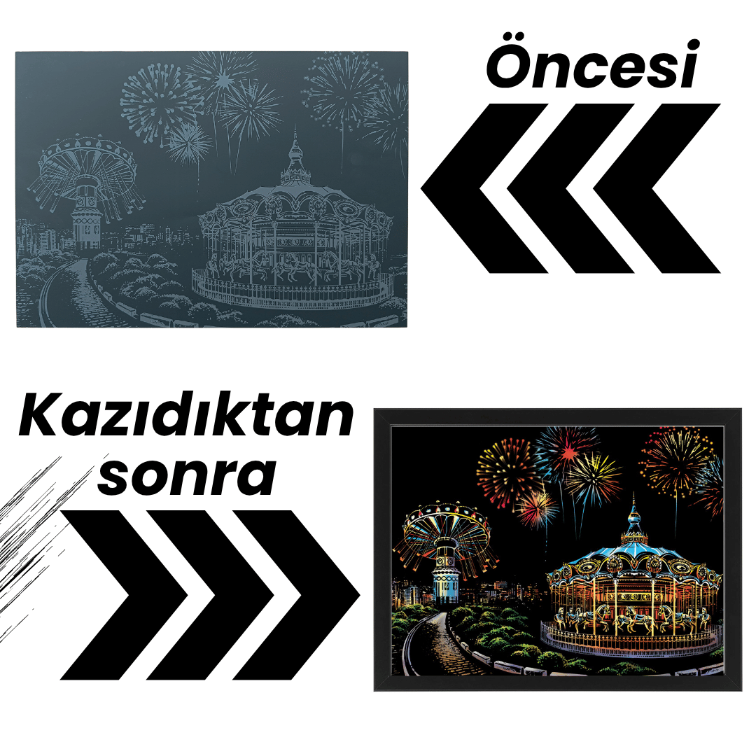 Kazıma Setleri - Kazıma Kalemi ve Serbest Çizim Kağıdı Hediyeli