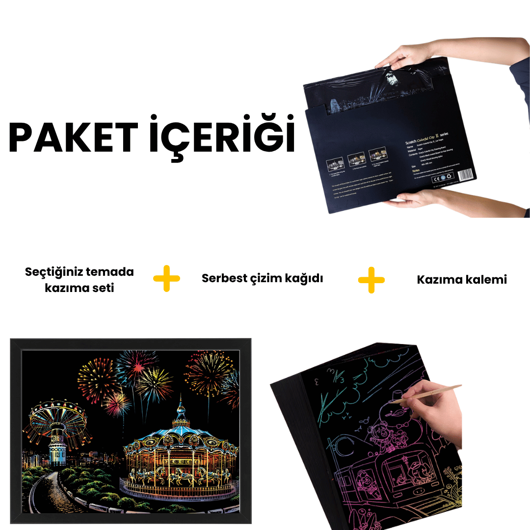 Kazıma Setleri - Kazıma Kalemi ve Serbest Çizim Kağıdı Hediyeli