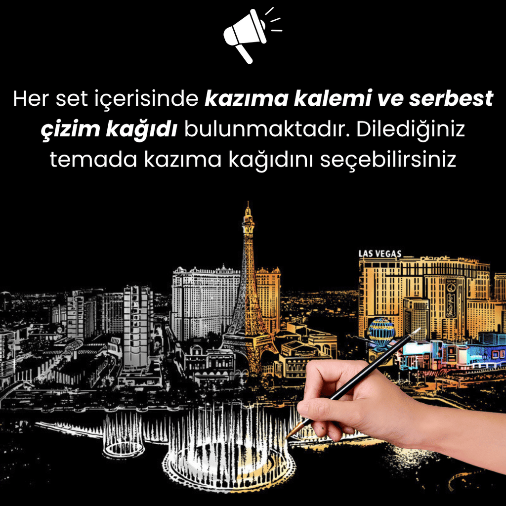 Kazıma Setleri - Kazıma Kalemi ve Serbest Çizim Kağıdı Hediyeli