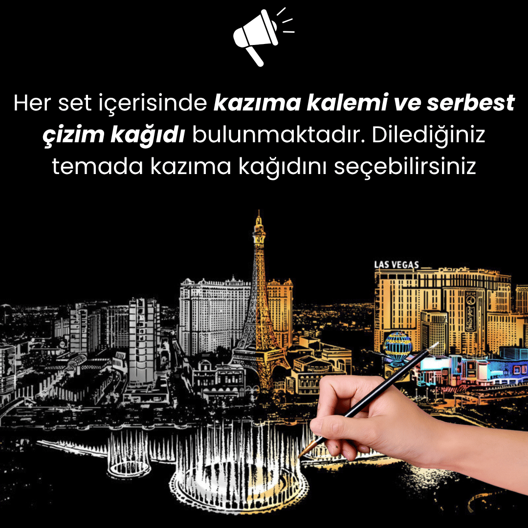 Kazıma Setleri - Kazıma Kalemi ve Serbest Çizim Kağıdı Hediyeli