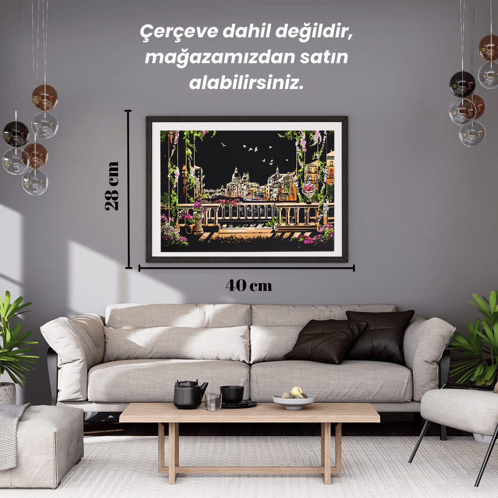 Scratch Kazıma Sanatı | Kazıyarak Çizim Seti | Venedik + Serbest Çizim Kağıdı | 28×40 cm – A3
