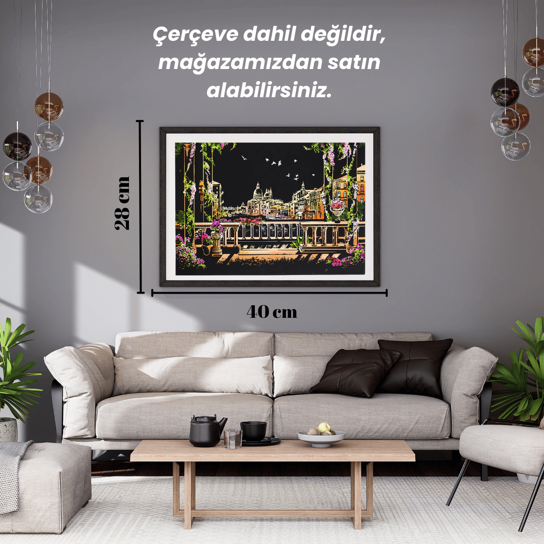 Scratch Kazıma Sanatı | Kazıyarak Çizim Seti | Venedik + Serbest Çizim Kağıdı | 28×40 cm – A3