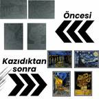 Van Gogh Eserleri 4'lü kazıma seti - Yıldızlı Gece tasarımı