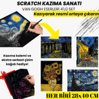 Van Gogh Eserleri 4'lü kazıma seti - Ayçiçekleri tasarımı