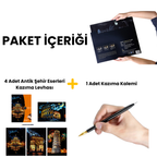 Antik Şehir Eserleri 4'lü kazıma seti - kazıma işlemi yakın çekim